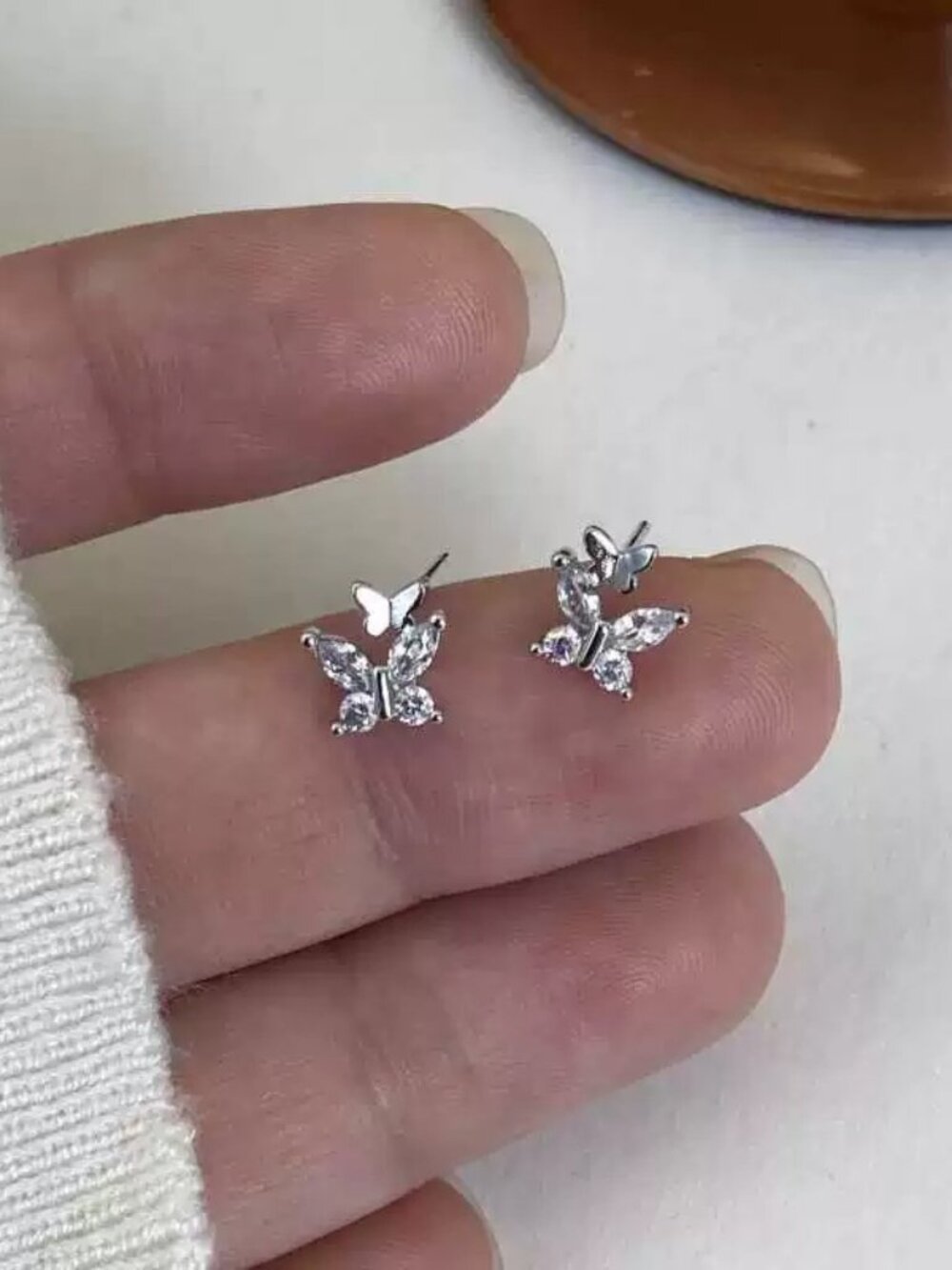 Mini Sparkling Crystal Butterfly Ear Studs